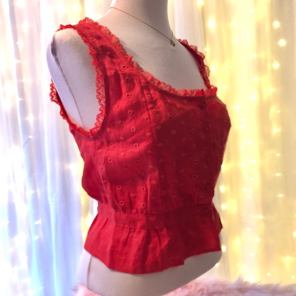 🔥 REFORMATION Luisa Eyelet Linen Top NWT - Picture 3 of 8